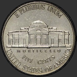 реверс 5¢ (nickel) 1998 "EUA - 5 cêntimos / 1998 - P"