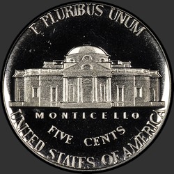 реверс 5¢ (nickel) 1975 "USA  -  5セント/ 1975  -  S証明"