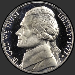 аверс 5¢ (nickel) 1977 "EUA - 5 cêntimos / 1977 - S Proof"