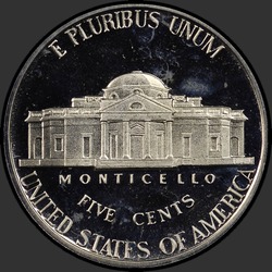 реверс 5¢ (nickel) 1977 "USA - 5 centů / 1977 - S Důkaz"