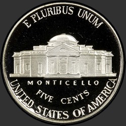 реверс 5¢ (nickel) 1990 "USA  -  5セント/ 1990  -  S証明"