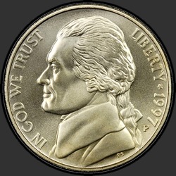аверс 5¢ (nickel) 1997 "EUA - 5 cêntimos / 1997 - P SP"