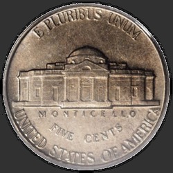 реверс 5¢ (nickel) 1959 "EUA - 5 cêntimos / 1959 - P"