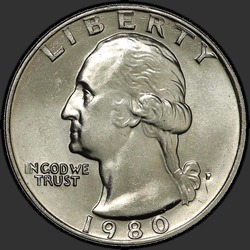 аверс 25¢ (quarter) 1980 "الولايات المتحدة الأمريكية - الربع / 1980 - P"
