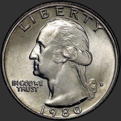 аверс 25¢ (квотер) 1980 "США - квартал / 1980 - D"