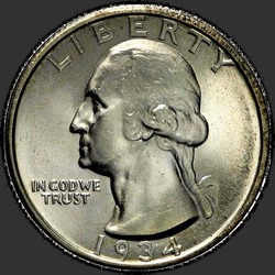 аверс 25¢ (квотер) 1934 "USA - Quarter / 1934 - P"