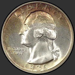 аверс 25¢ (quarter) 1936 "الولايات المتحدة الأمريكية - الربع / 1936 - D"