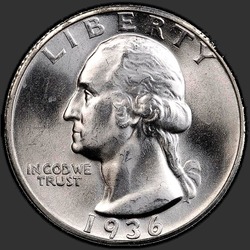 аверс 25¢ (квотер) 1936 "USA - Quarter / 1936 - S"