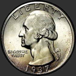 аверс 25¢ (квотер) 1937 "USA - Quarter / 1937 - D"