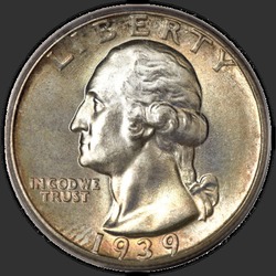 аверс 25¢ (quarter) 1939 "الولايات المتحدة الأمريكية - الربع / 1939 - P"