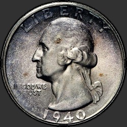 аверс 25¢ (квотер) 1940 "USA - Quarter / 1940 - S"