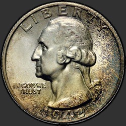 аверс 25¢ (quarter) 1942 "EUA - Trimestre / 1942 - S"