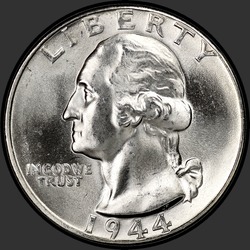 аверс 25¢ (quarter) 1944 "USA  - クォーター/ 1944  -  P"