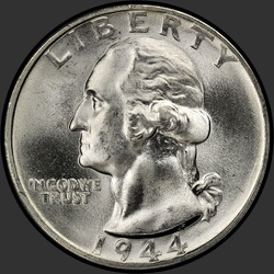 аверс 25¢ (quarter) 1944 "EUA - Trimestre / 1944 - S"