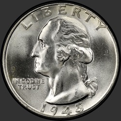 аверс 25¢ (квотер) 1945 "Washington Quarter 1945"