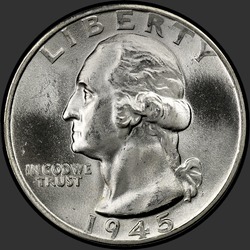 аверс 25¢ (quarter) 1945 "الولايات المتحدة الأمريكية - الربع / 1945 - D"
