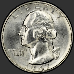 аверс 25¢ (quarter) 1947 "EUA - Trimestre / 1947 - S"