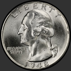 аверс 25¢ (quarter) 1948 "USA  - クォーター/ 1948  -  P"