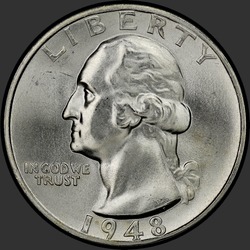 аверс 25¢ (quarter) 1948 "EUA - Trimestre / 1948 - S"