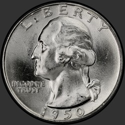 аверс 25¢ (quarter) 1950 "EUA - Trimestre / 1950 - P"