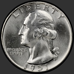 аверс 25¢ (quarter) 1951 "الولايات المتحدة الأمريكية - الربع / 1951 - P"