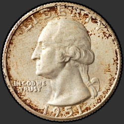 аверс 25¢ (quarter) 1951 "الولايات المتحدة الأمريكية - الربع / 1951 - D"