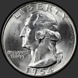аверс 25¢ (quarter) 1954 "USA  - クォーター/ 1954  -  S"