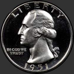 аверс 25¢ (quarter) 1951 "USA - kwartał / 1951 - Dowód"