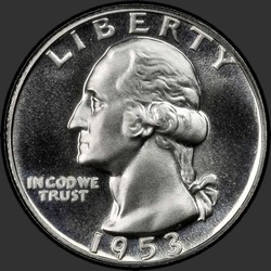 аверс 25¢ (quarter) 1953 "USA - kwartał / 1953 - Dowód"