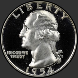 аверс 25¢ (quarter) 1954 "USA - Quarter / 1954 - Důkaz"