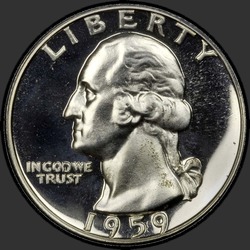 аверс 25¢ (quarter) 1959 "الولايات المتحدة الأمريكية - الربع / 1959 - إثبات"