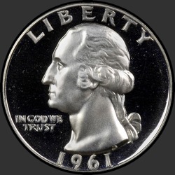 аверс 25¢ (quarter) 1961 "USA - kwartał / 1961 - Dowód"