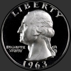 аверс 25¢ (квотер) 1963 "USA - Quarter / 1963 - Proof"
