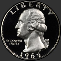 аверс 25¢ (quarter) 1964 "USA - kwartał / 1964 - Dowód"