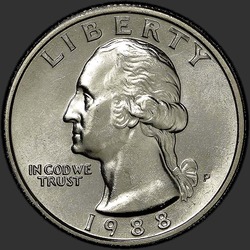 аверс 25¢ (quarter) 1988 "EUA - Trimestre / 1988 - P"