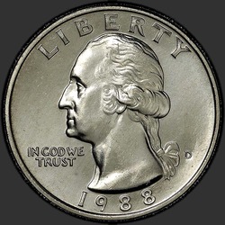 аверс 25¢ (quarter) 1988 "संयुक्त राज्य अमरीका - क्वार्टर / 1988 - डी"