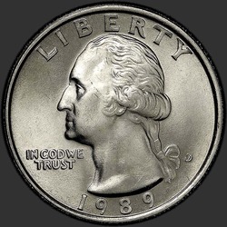 аверс 25¢ (quarter) 1989 "الولايات المتحدة الأمريكية - الربع / 1989 - D"