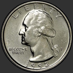 аверс 25¢ (quarter) 1992 "الولايات المتحدة الأمريكية - الربع / 1992 - P"