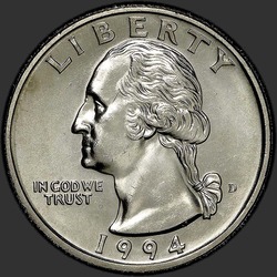 аверс 25¢ (quarter) 1994 "الولايات المتحدة الأمريكية - الربع / 1994 - D"