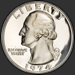 аверс 25¢ (quarter) 1974 "USA - Quarter / 1974 - S Důkaz"