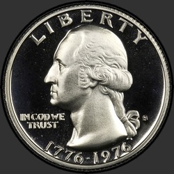 аверс 25¢ (квотер) 1976 "США - квартал / 1976 - { "_": "S PROOF"}"