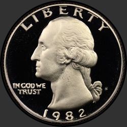 аверс 25¢ (quarter) 1982 "USA - kwartał / 1982 - S Dowód"