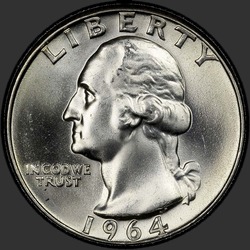 аверс 25¢ (квотер) 1964 "USA - Quarter / 1964 - D"