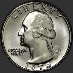 аверс 25¢ (quarter) 1970 "EUA - Trimestre / 1970 - D"