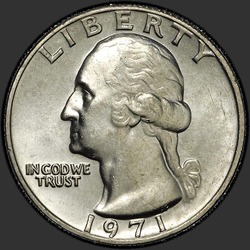аверс 25¢ (quarter) 1971 "الولايات المتحدة الأمريكية - الربع / 1971 - P"