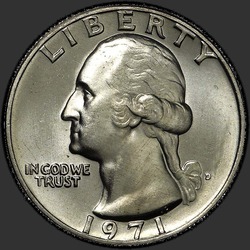 аверс 25¢ (квотер) 1971 "USA - Quarter / 1971 - D"