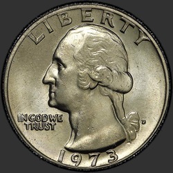 аверс 25¢ (квотер) 1973 "USA - Quarter / 1973 - D"