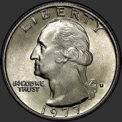 аверс 25¢ (квотер) 1977 "США - квартал / 1977 - D"