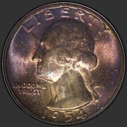 аверс 25¢ (quarter) 1954 "EUA - Trimestre / 1954 - P"
