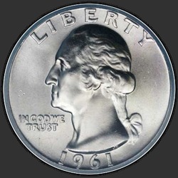 аверс 25¢ (quarter) 1961 "USA  - クォーター/ 1961  -  P"